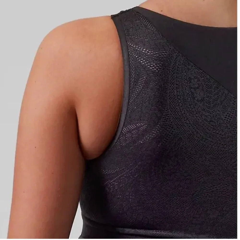 Lace High Neck Athleta Bra XS Black Neutral Sports Bra Lace X-Small